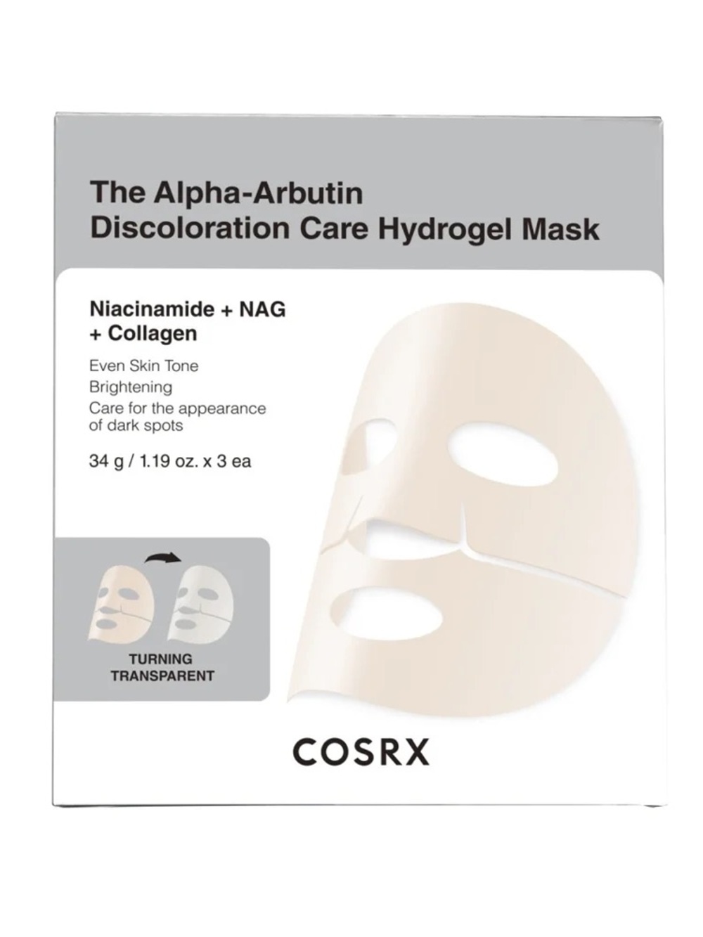 COSRX Alpha-Arbutin Discoloration Care Hydrogel Mask – Pack of 4 NEW IN BOX✨